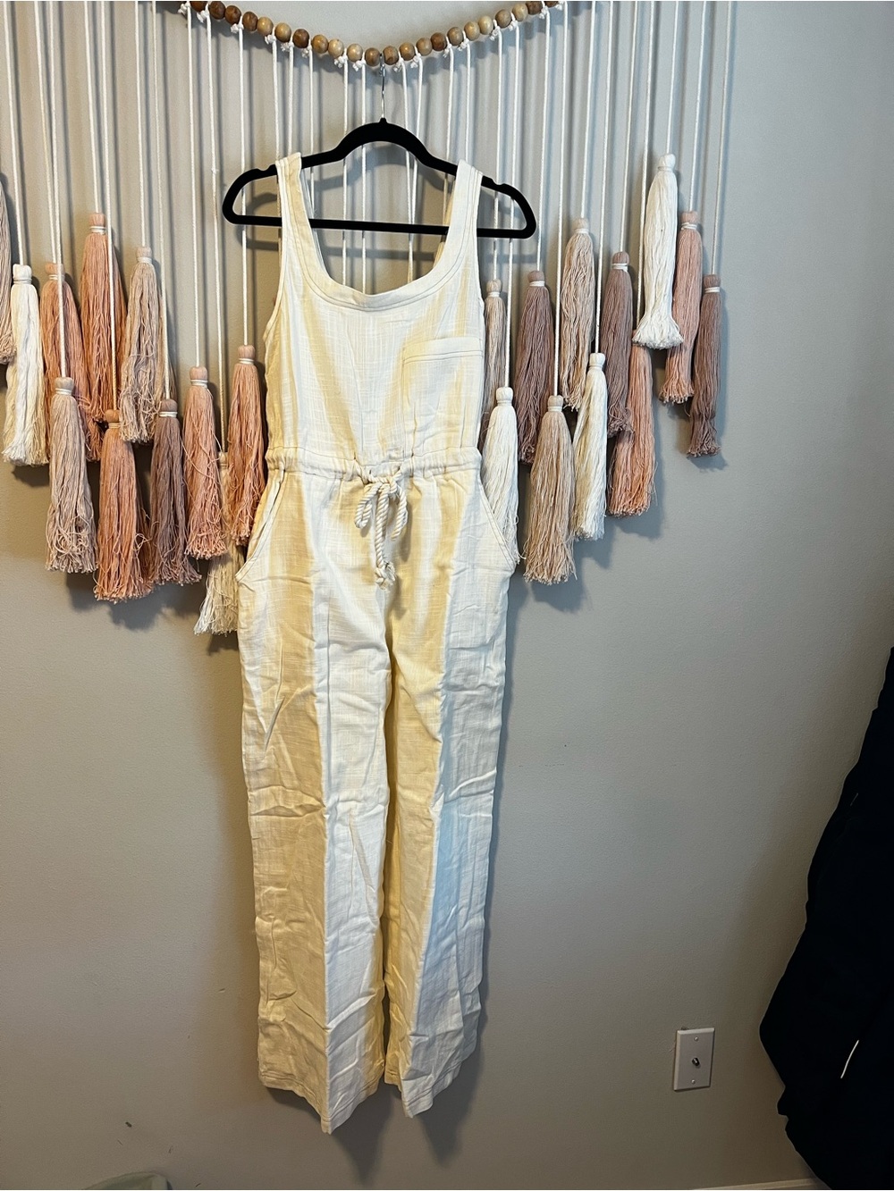 By Together Cream Sleeveless Drawstring Jumpsuit size S NWT